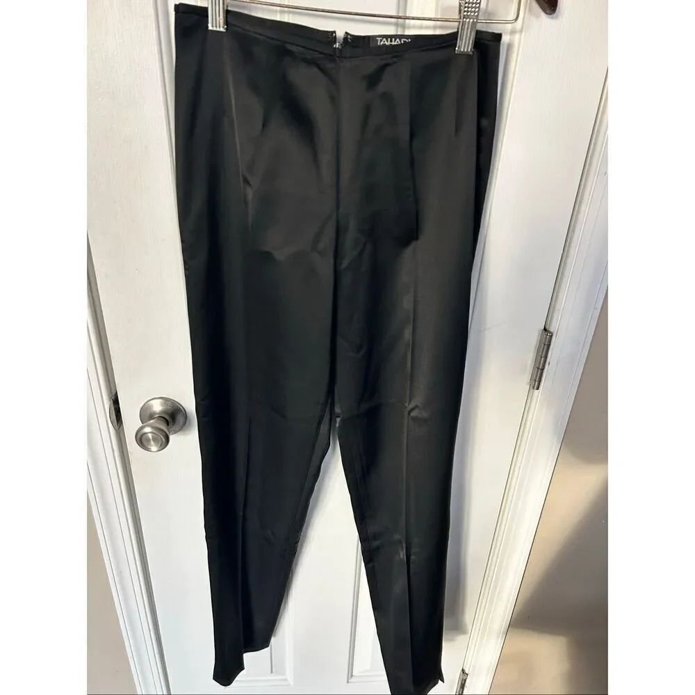 Tahari slik like dress pants with a cut in the back insulated size 0-2 see measu